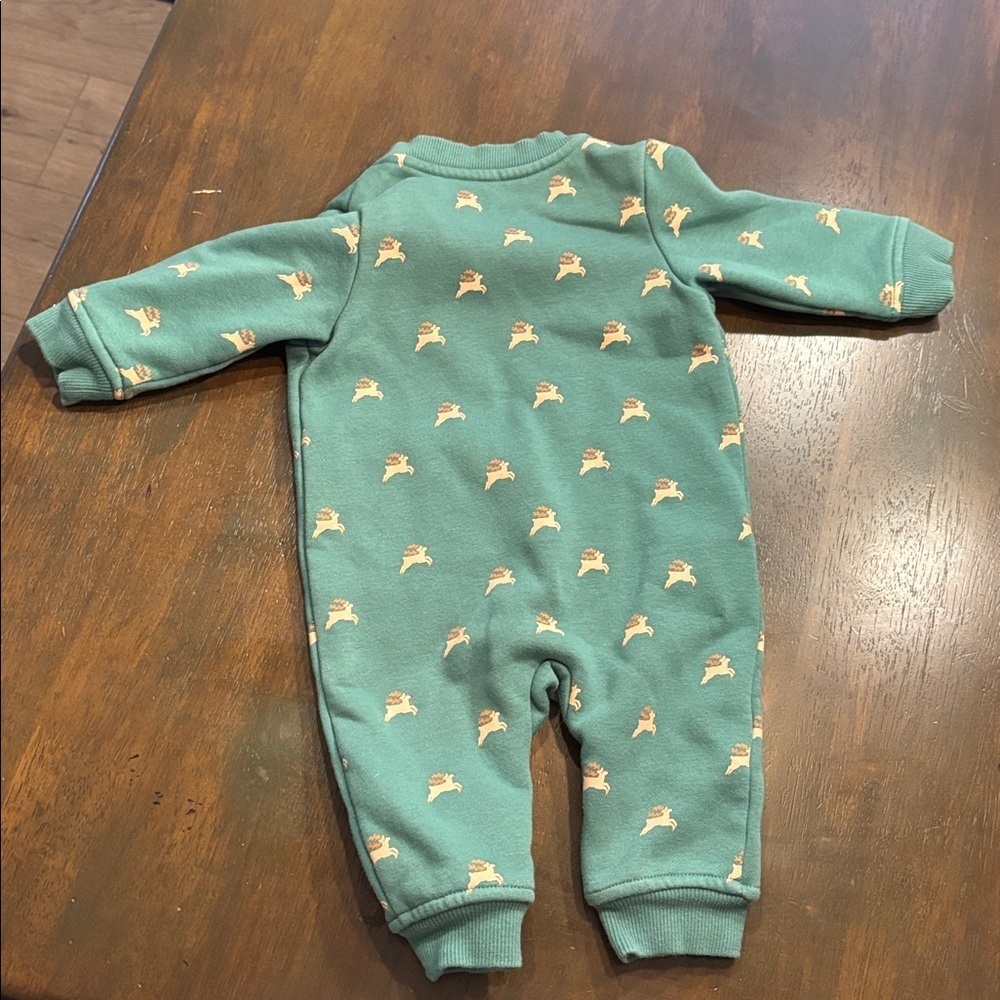 Green reindeer fleece romper - Picture 5 of 5